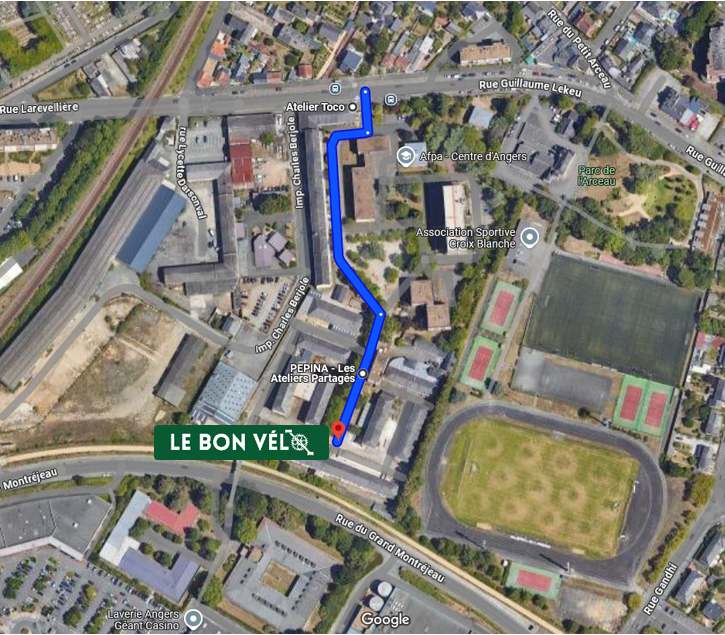 Plan détaillé pour accéder à l'atelier Le Bon Vélo à Angers